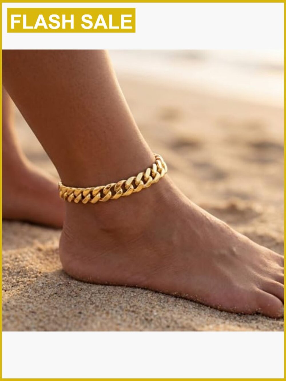 Chunky Cuban Link Anklet for Women Waterproof Gold Plated Adjustable Trendy - Picture 2 of 7